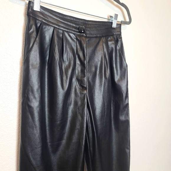 PRINCESS POLLY High Rise Faux Leather Black Straight Leg Pants - Picture 5 of 10